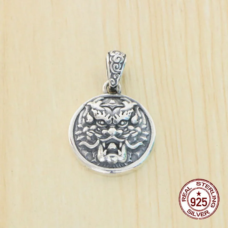 S925 sterling silver pendant  The domineering dragon head design is trendy and versatile  China-Chic Vintage Style Jewelry