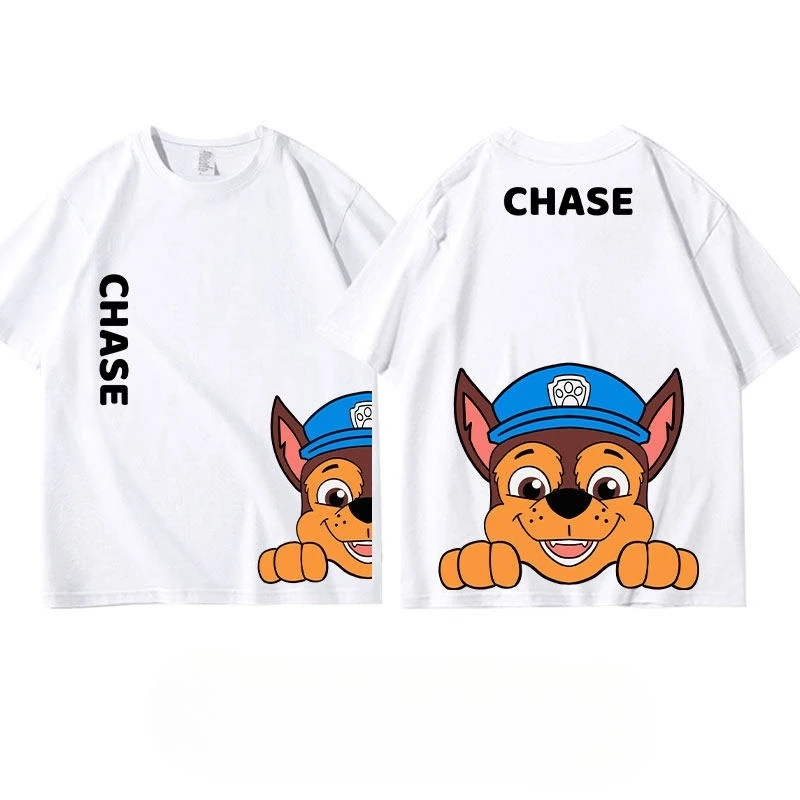 Paw Patrol Rubble TShirt Kids Boys Girls White Cotton Short Sleeve Round Neck Cartoon Dog Front Back Print Casual Summer Tee Top