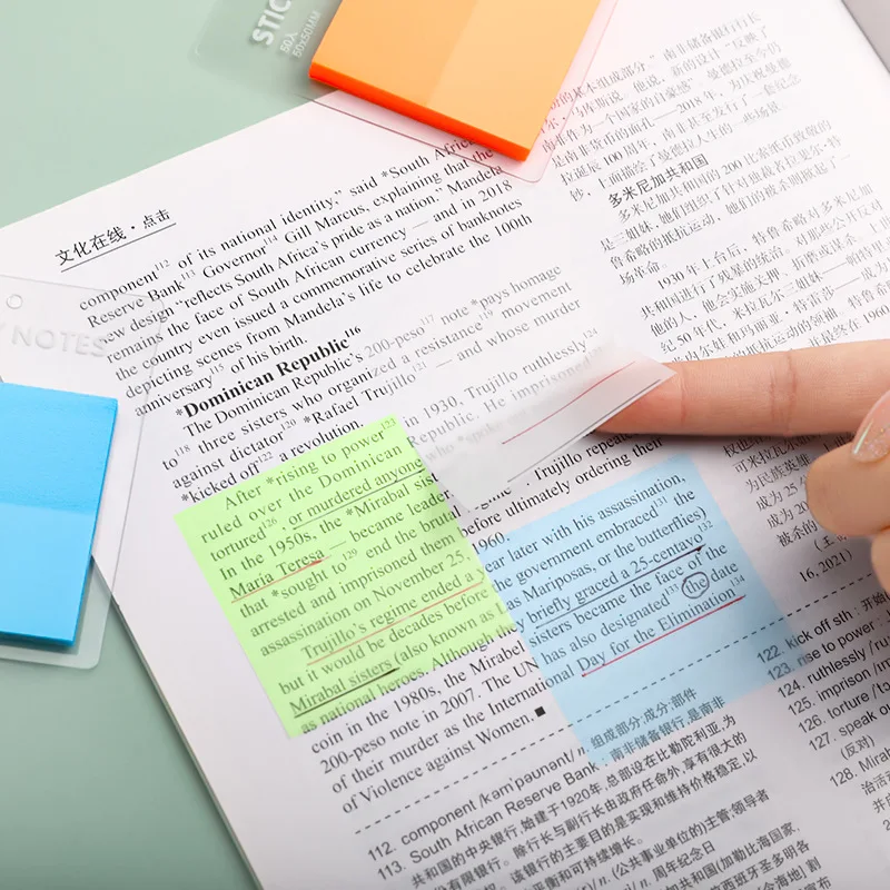 50 Sheets Transparant Memoblokjes Waterdicht Kleurrijke Clear Memo Pad Geplaatst Memo Transparante Memo Papier
