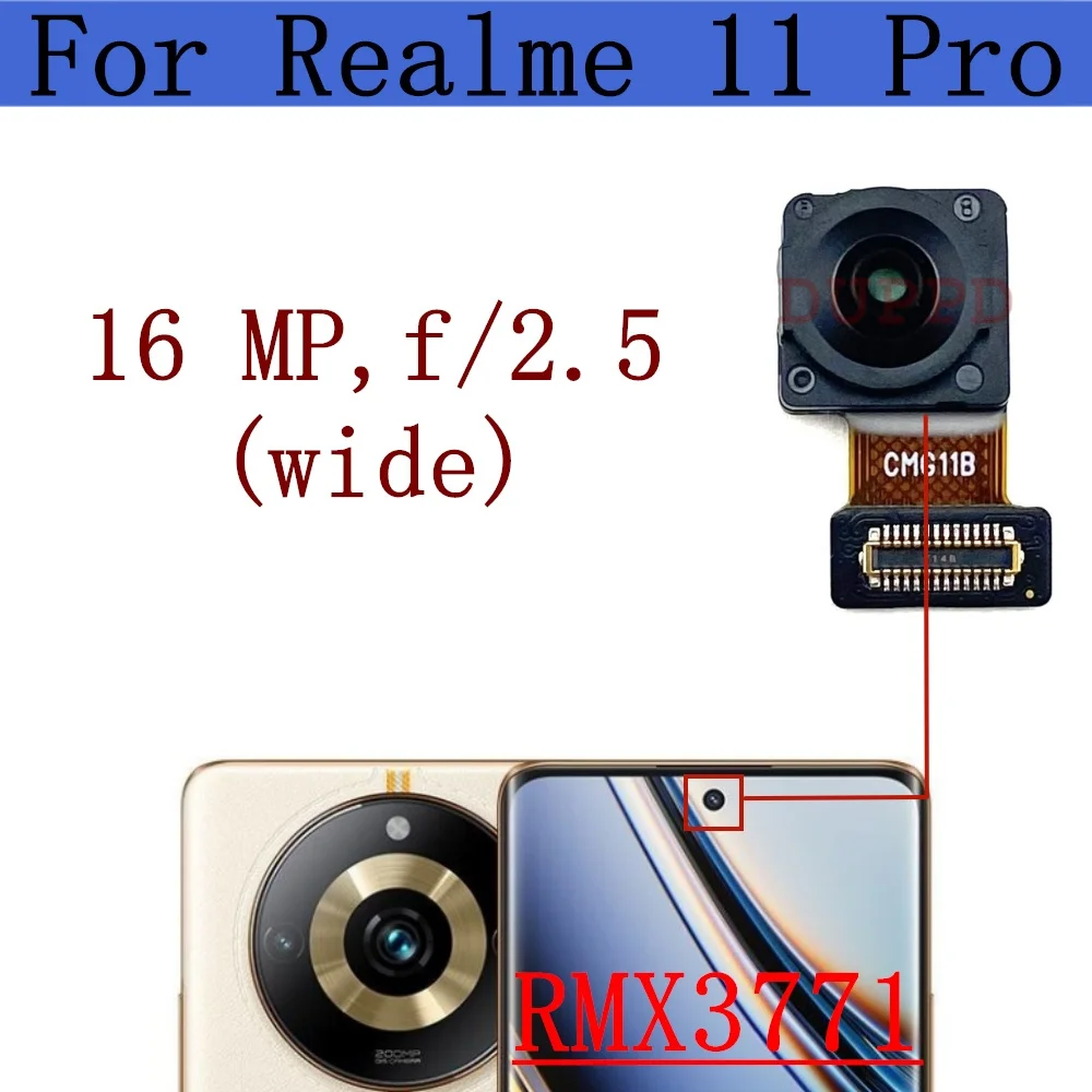 

Оригинальная передняя задняя камера для Realme 11 Pro RMX3771, фронтальный вид для селфи, широкий задний гибкий кабель основной камеры