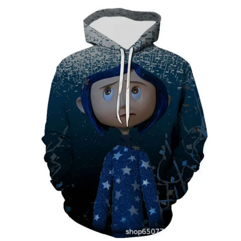 Cosbao cosplay coraline traje com capuz para crianças impressão 3d hoodies meninos meninas dos desenhos animados anime pullovers da criança crianças camisolas topo