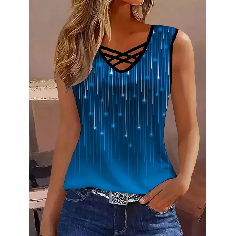 Elegant Women's Meteor Print Top with-Strap Trendy-Shirt