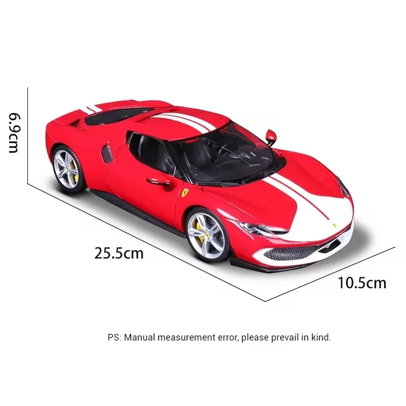 Bruago Ferrari 1:18 296 Gtb Red Silver Cool Sports Car Model Collection Die Casting Alloy Desktop Decoration Toy Collection Gift