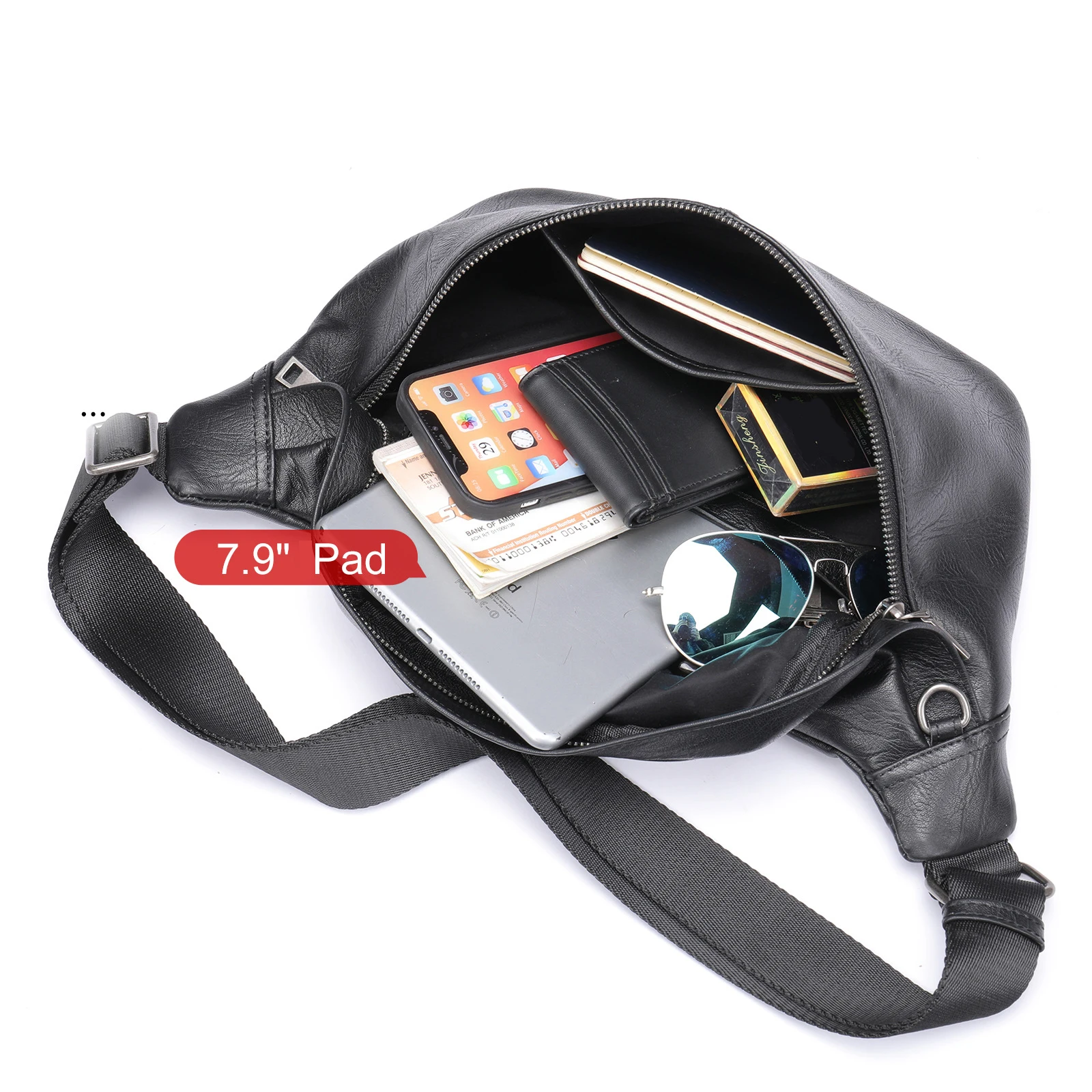 Genuine Leather Men Crossbody Bag Cowhide Leather Chest Bag Big Waist Bag Male outdoor fanny pack