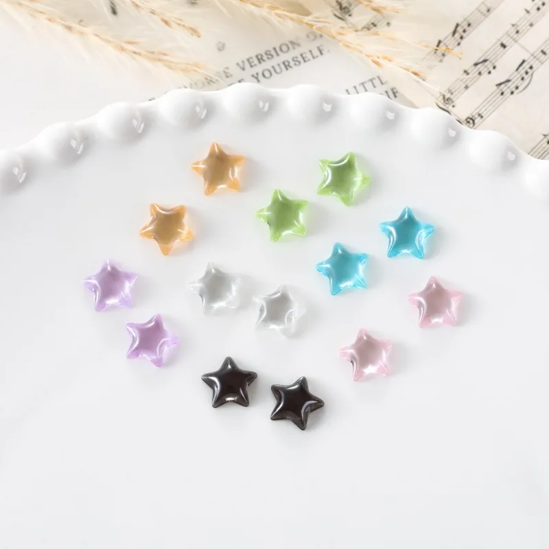 50Pcs Ice Transparent Nail Art Resin Charms Mini Star Multi-Colors Nail Flatback Rhinestones 10x10mm DIY Stones Crafts