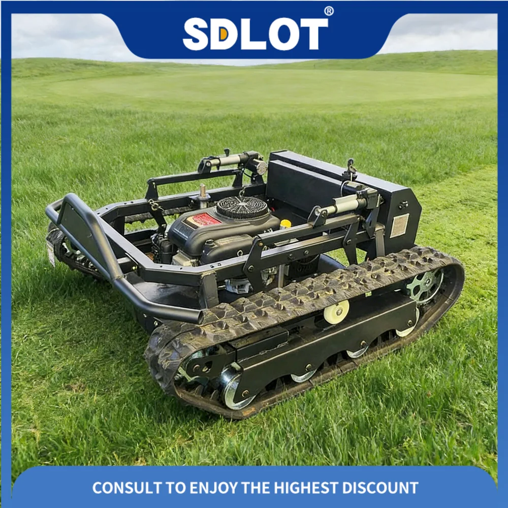 Tracked Robot Chassis - เครื่องตัดหญ้าแบบรีโมทคอนโทรลชนิดตีนตะขาบแบบกำหนดเองได้ พร้อมโครงเหล็กเสริมความแข็งแรงและรางตีนตะขาบ