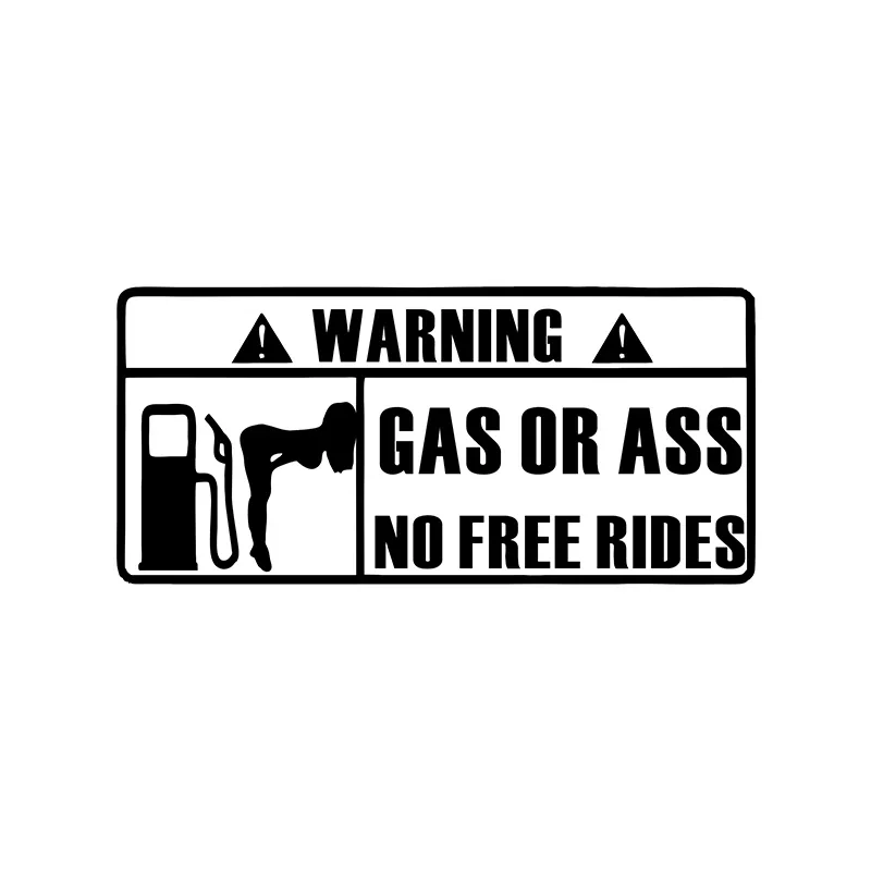 15x7cm Warning GAS or ASS No Free Ride Motorcycle Reflective Vinyl Sticker Decal Car Bumper Fuel Tank Window Rear Decal