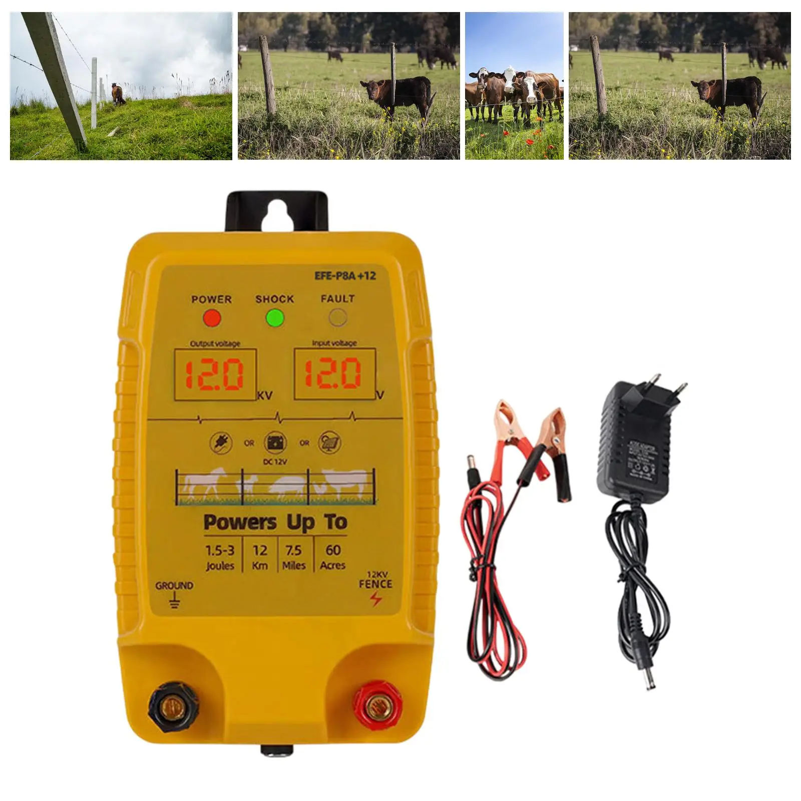 

Electric Fence Energizer Compact Sturdy Controller for Garden Lawn Livestock