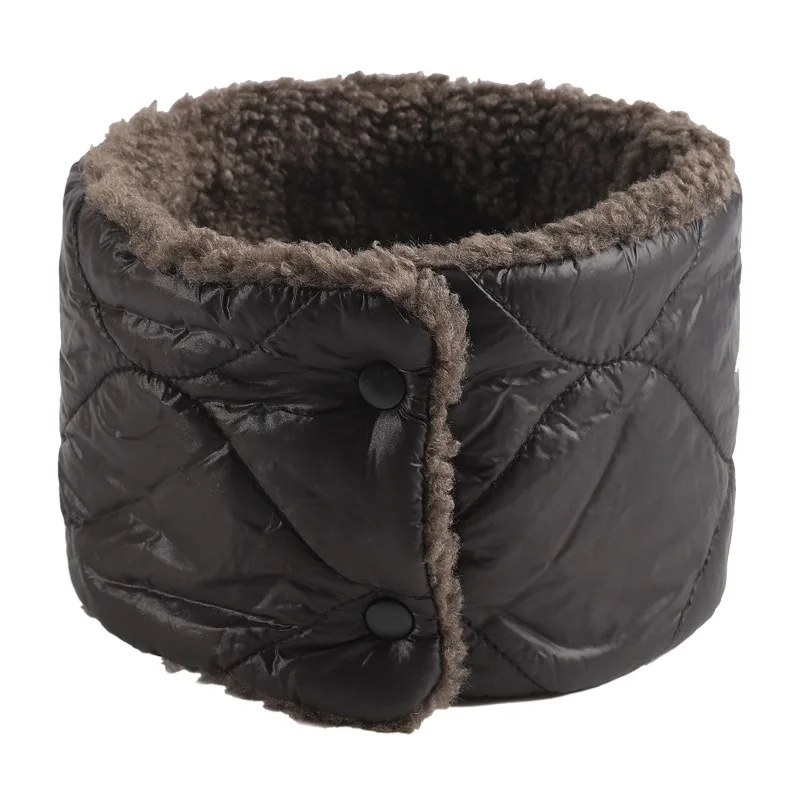 Autumn Winter Velvet Warm Scarf Unisex Windproof Neck Protection Snap Button Cotton Neck Cover Simple Soft Fleece Neck Warmer