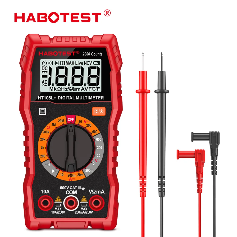 

Habotest HT108L Low Price Manual Range Digital Multimeter with Safety Rating 600V for Industrial and Household Use