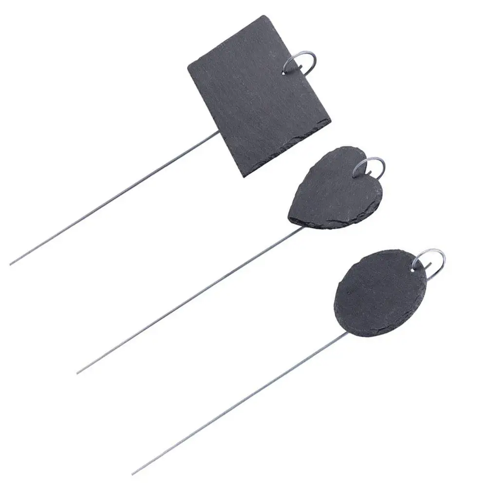 3Pcs Natural Slate Gardening Labels with Sharp Iron Stake for Outdoor Balcony Greenhouse Home Garden Plant Identification Tag