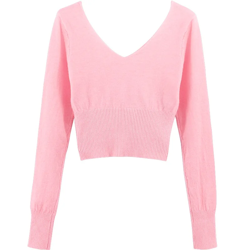 

Children's Long-sleeved Dance Sweaters High-waisted V-neck Pink Outerwear Pullover Jackets Dance Practice Clothes Kids Girls