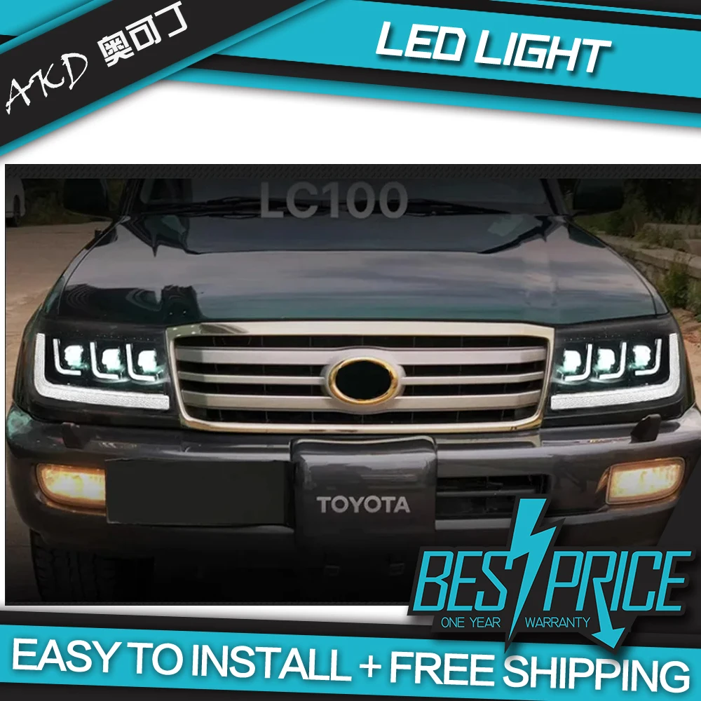 

AKD стайлинг автомобилей для Toyota Land Cruiser фары 1998-2007 LC100 светодиодный фары DRL Hid Bi Xenon Auto