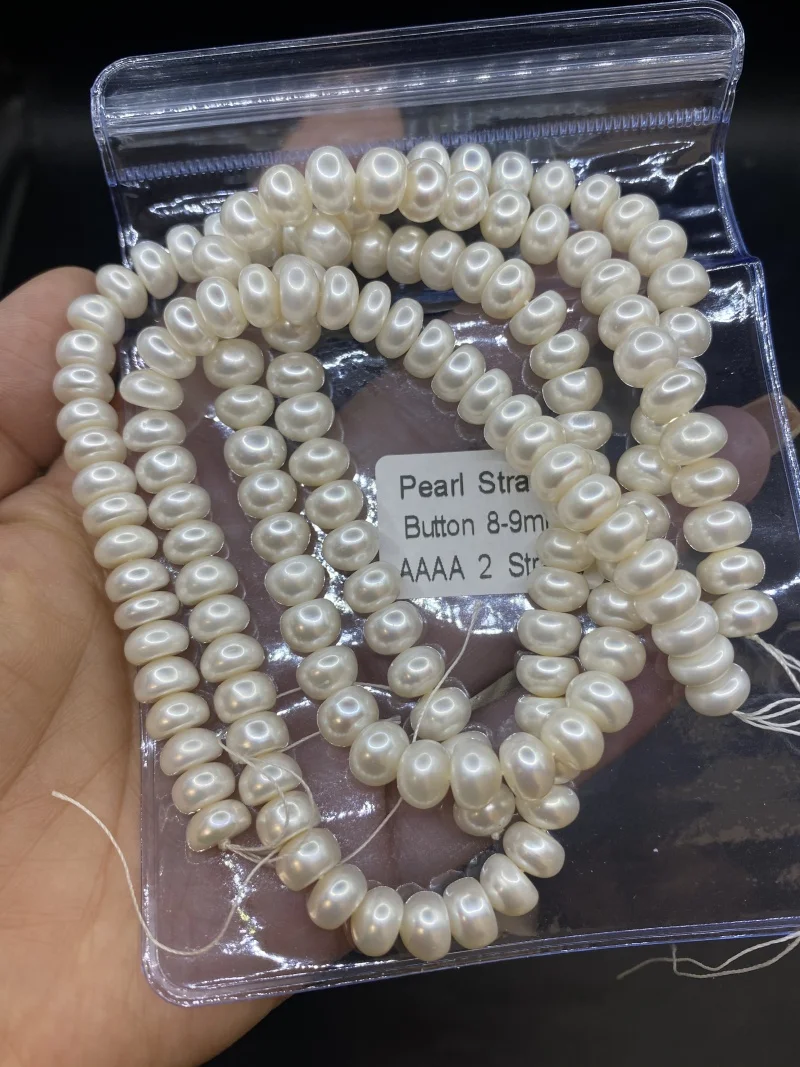 Hot Sale Natural Freshwater Round Button Pearl Strand A 2A 3A 4A Quality Beads  Pearls DIY Jewelry Necklaces for Elegant Lady