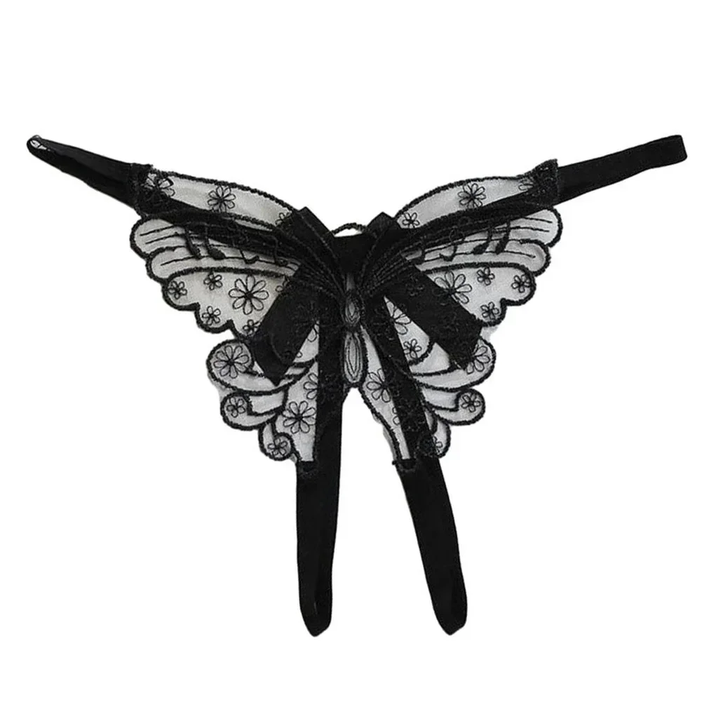 

New Women's Sexy Thin Open Crotch Embroidery Transparent Low Rise G-String Thongs T Embroidered Underwear Split Female T-back