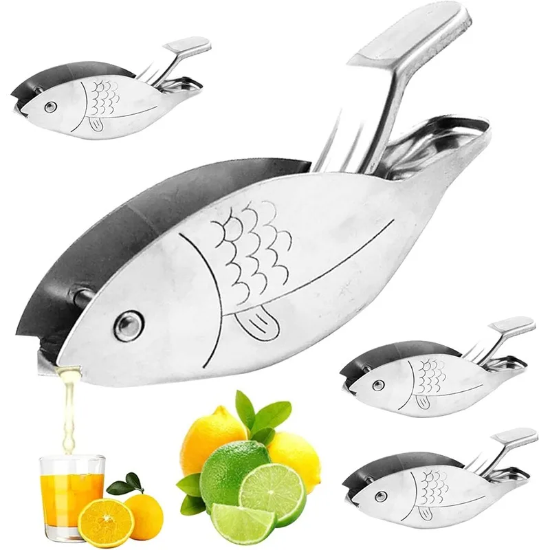 Fish Shaped Manual Citrus Squeezer Hand Press Fruit Juicer Portable Small Extractor for Lemon Orange Lime Bar Kitchen