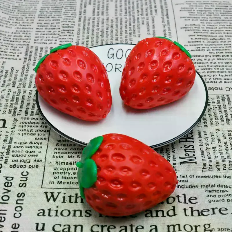 Creative Strawberry Stress Ball Toy Super Soft Building Block Filling Squeeze Fidget Toy ASMR Sensory Anti Stress Toys