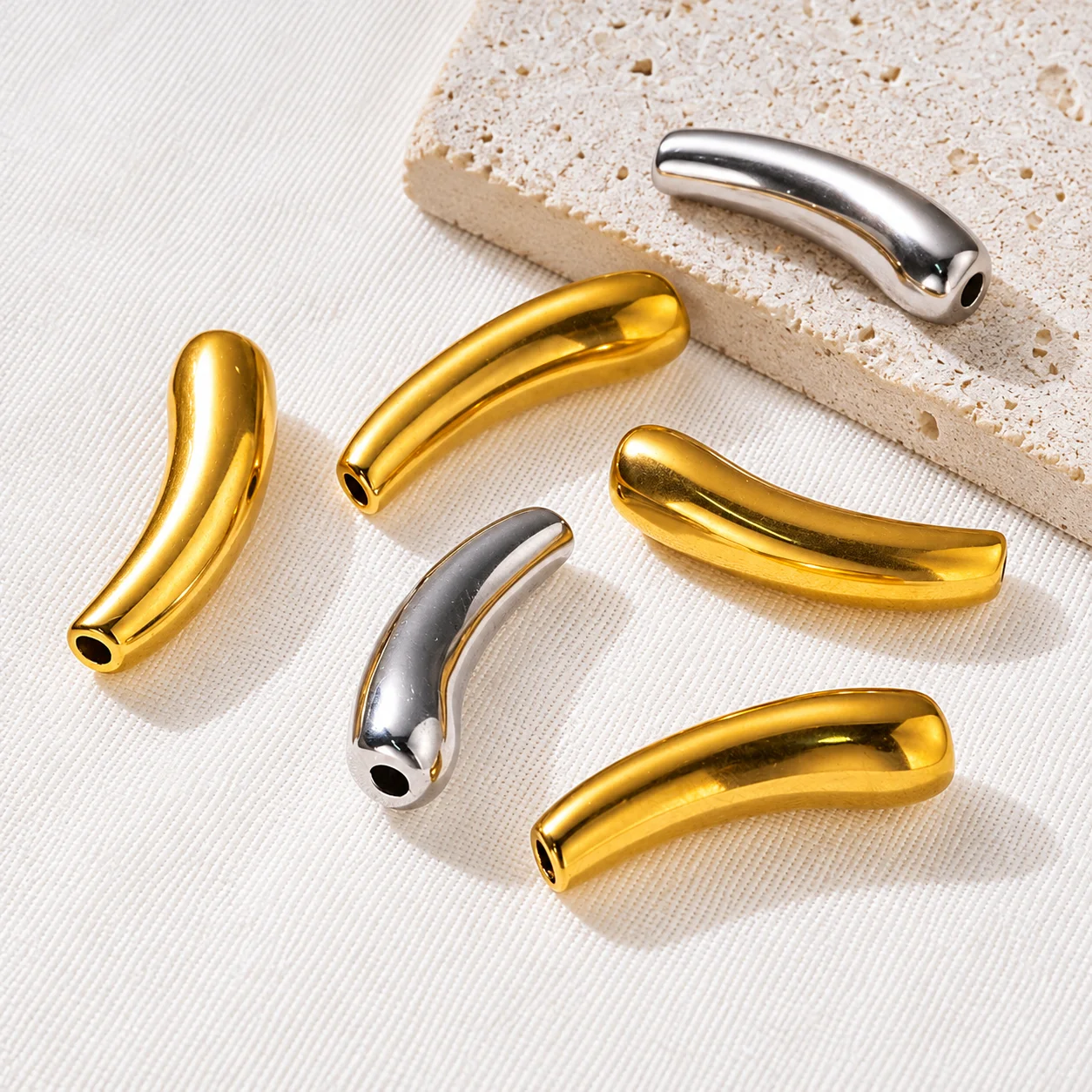 2/4Pcs Eggplant Curved Tube Spacer Beads For DIY Bracelets Necklaces Jewelry Making Supplies Accessories Materials Component
