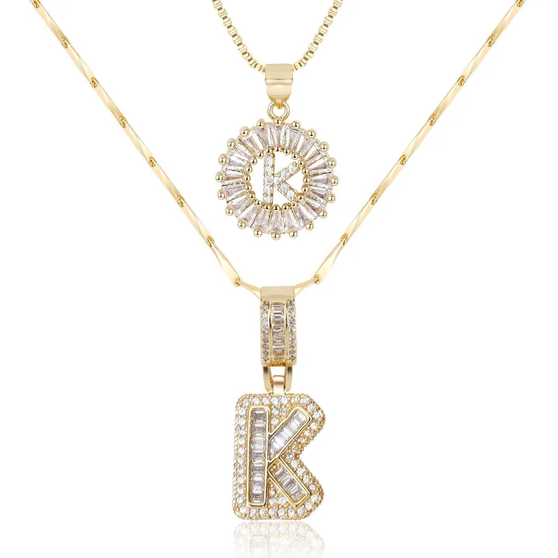 2 Pack Initial Letter Pendant Necklaces for Women Girls Gold Plated 26 Alphabet Necklace Gift Jewelry