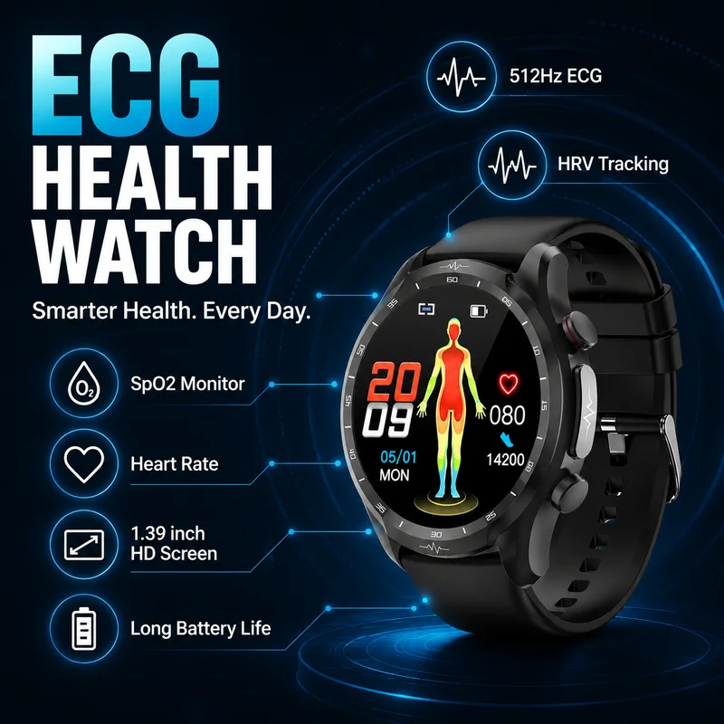 ECG+PPG 2026 New Health Smart Watch Heart Rate Health Monitoring Bluetooth Call IP68 Waterproof Smartwatch for Android and iOS