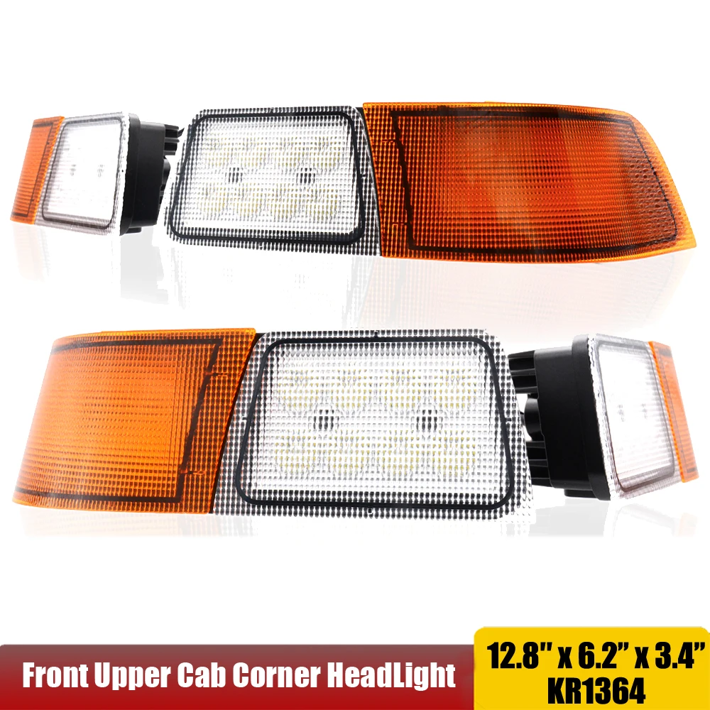 Pair Amber White Led Upper Cab Corner HeadLight For Maxxum: MXM120, MXM130, MXM140, MXM155, MXM175, MXM190+  279219A1 / 279220A1