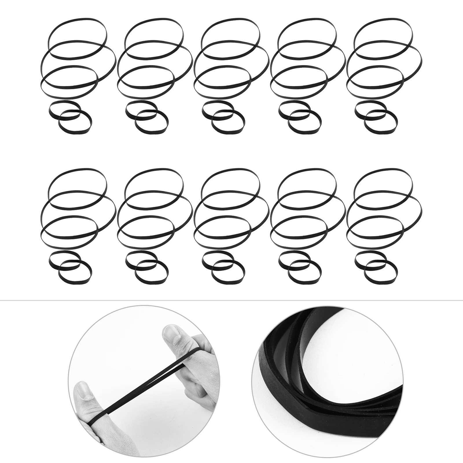 

50pcs Rubber Belts for Recorders Cassette Tape Machine Replacement DVD Drive VCR Belt Accessories Recorder Repair for CD