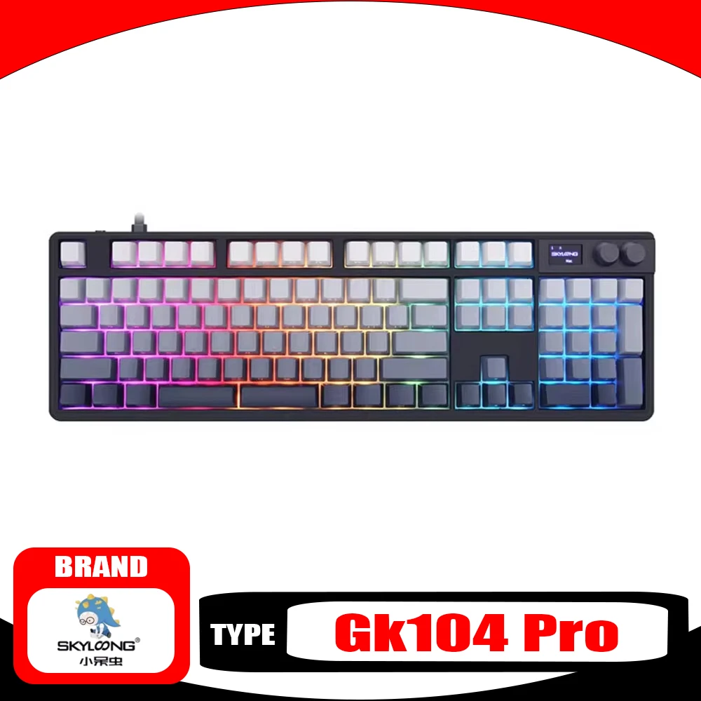 Skyloong Gk104 Pro Mechanical Keyboard 8k Gk104pro With Knob Dual Smart Screen Tri Mode Wireless Customized Keyboard Calculator