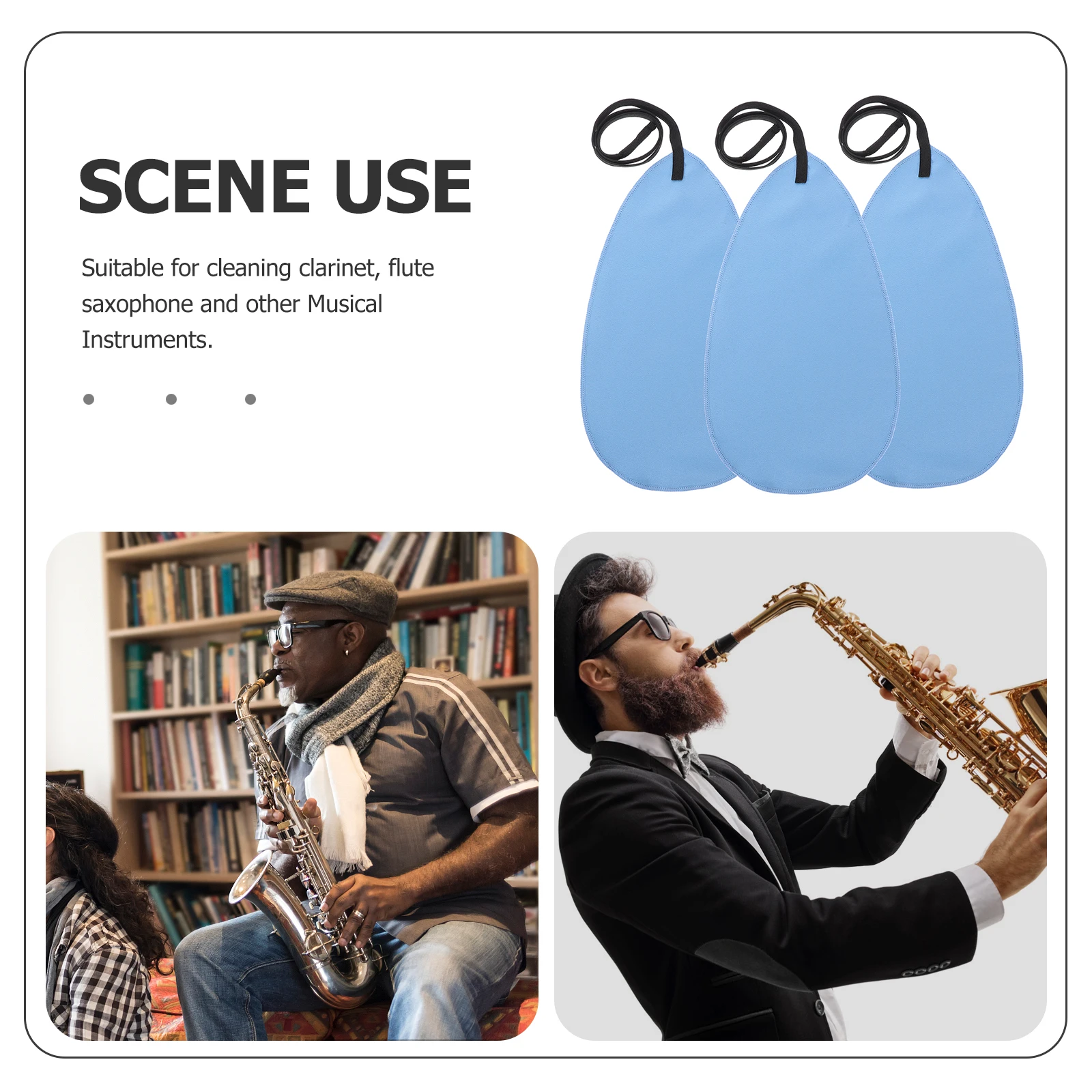 

3 Pcs Cleaning Cloth for Flute Instrument Clarinet inside Saxophone Kit Cloths Polishing