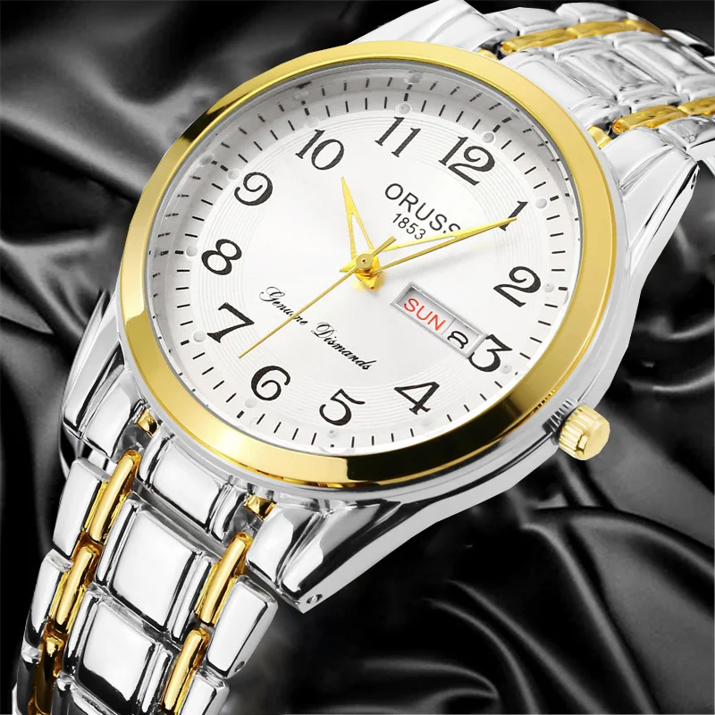 Gorgeous high-end atmosphere high-grade gentleman business men's watch durable steel belt new trend fashion all handsome men's w