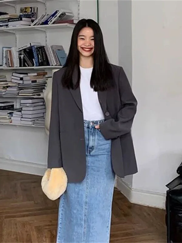 

Women'S Blazer Coat Overcoat Female Bright Floating Longsleeves Midi Bussiness Gate Rose Quick Dry Hem Decorate Waist-Cinching