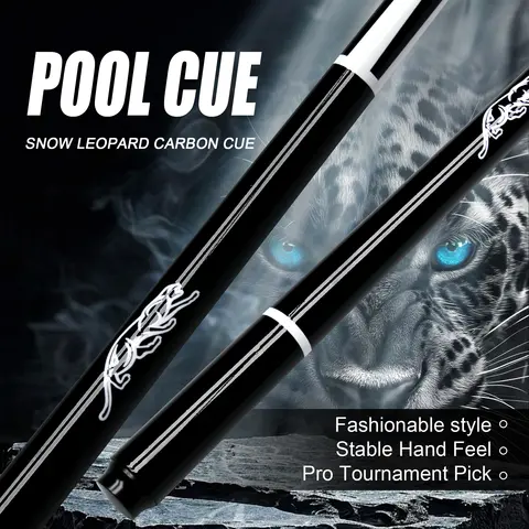 Billiard Cue PREDATOR Leopard  Carbon Fiber Forearm Oak Stainless Steel Joint 1/2 Split Design 13mm Tip Carbon Fiber