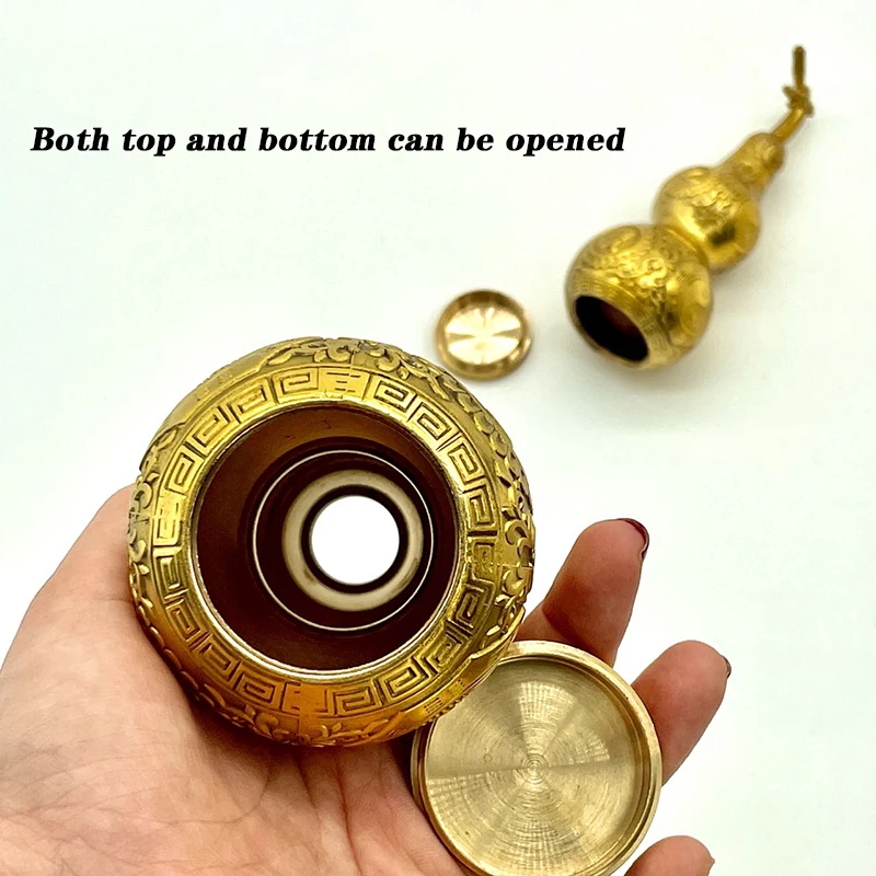 Chinese Good Luck Brass Gourd Wealth Natural Feng Shui Ornament  Sight Secret Safe Storage Holder Box Money Hidden Hu Lu Cucurbi