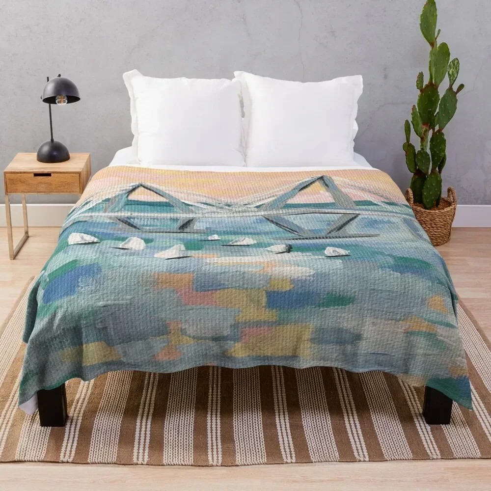 

Ravenel Bridge Charleston SC Abstract Throw Blanket Lightweight Warm Blanket for Travel Camping