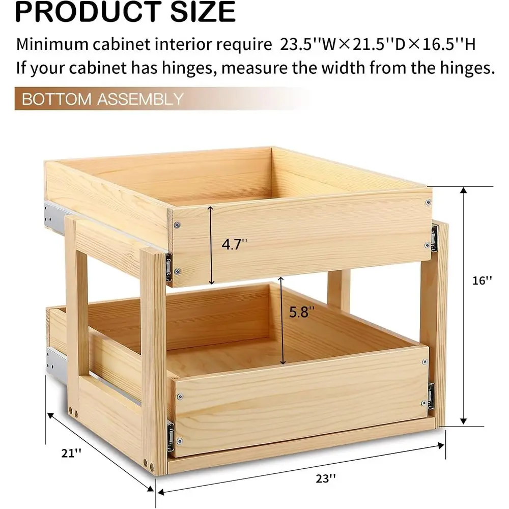 منظم درج إغلاق ناعم من طبقتين 23 وات × 21 عمقًا × 16 ساعة للمطبخ والخشب والتخزين عالي التحمل #3