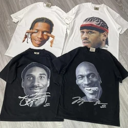 2024 Summer Basketball Star Retro Short-Sleeved Big Head Graphic Print T-Shirt Men's Short-Sleeved Summer Street Sports T-Shirt