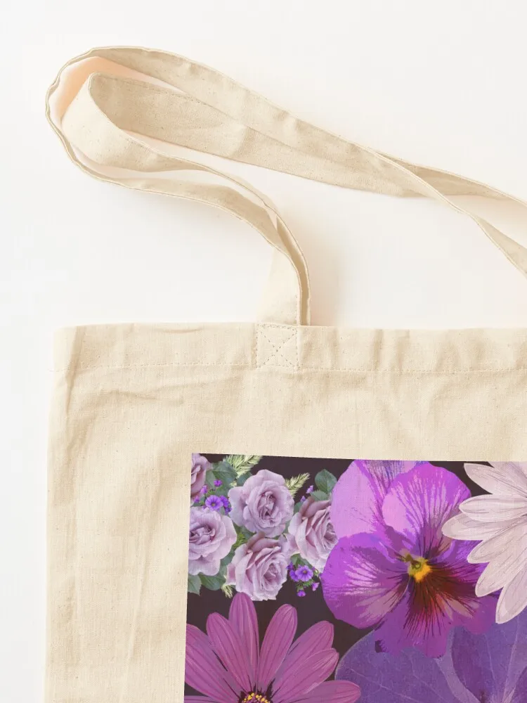 Purple Flower Collage Tote Bag tote bags men bag luxury women sacs de shopping eco pack