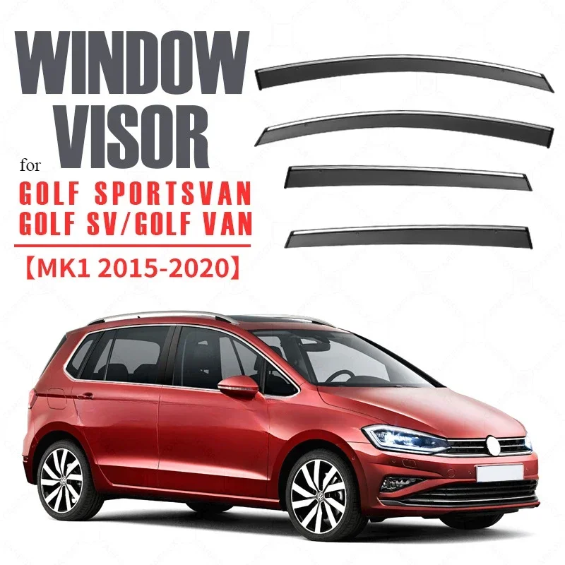 

For VW Golf Sportsvan Golf SV 2015-20 Weathershie Windshield Deflector Sun Guard Rain Vent Cover Trim,Bright Strip Accessories