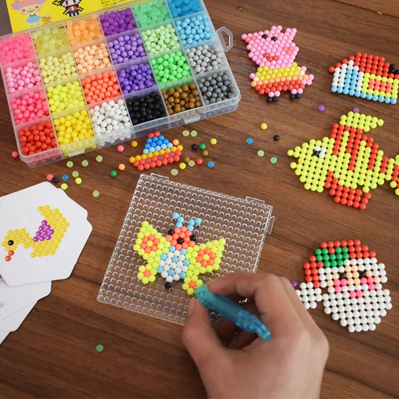 DIY Beads Set Perlen Tool Creativity Magic Water Beads Pegboard Arts and Crafts for Kids Toys Girls Children Gift 5 7 10 years