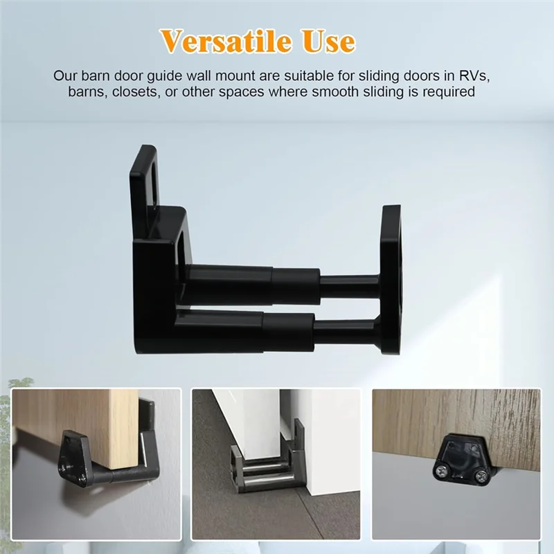 ABCA-RV 슬라이딩 도어 바닥 가이드(나사 포함), 조정 가능한 벽걸이형 슬라이딩 도어 가이드, 헛간 스타일 2팩