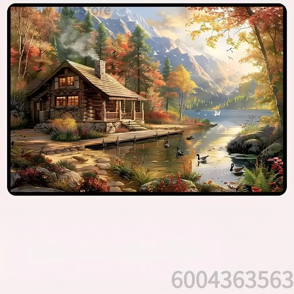 Scenic Landscape Jigsaw Puzzle,Mountain Log Cabin, Ancient Library, Highway Truck Scene, Dutch Windmill & Swans Puzzle Home Gift