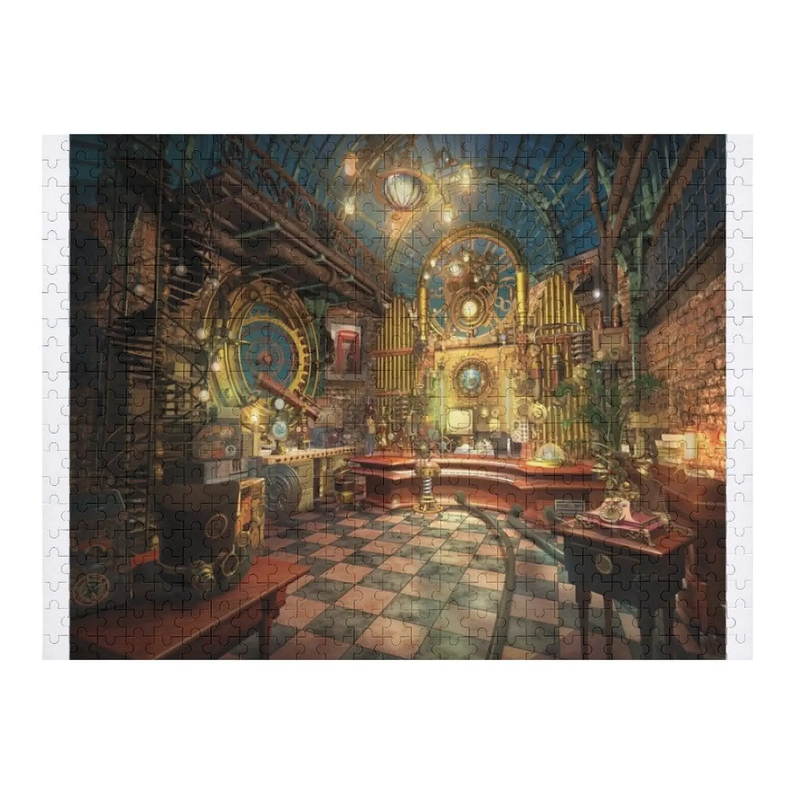 Surrealistyczna Steampunkowa Sala Muzyczna z Puzzle Fonebook z Personalizowanym Zdjęciem, Drewniane Dekoracje, Obrazy, Puzzle