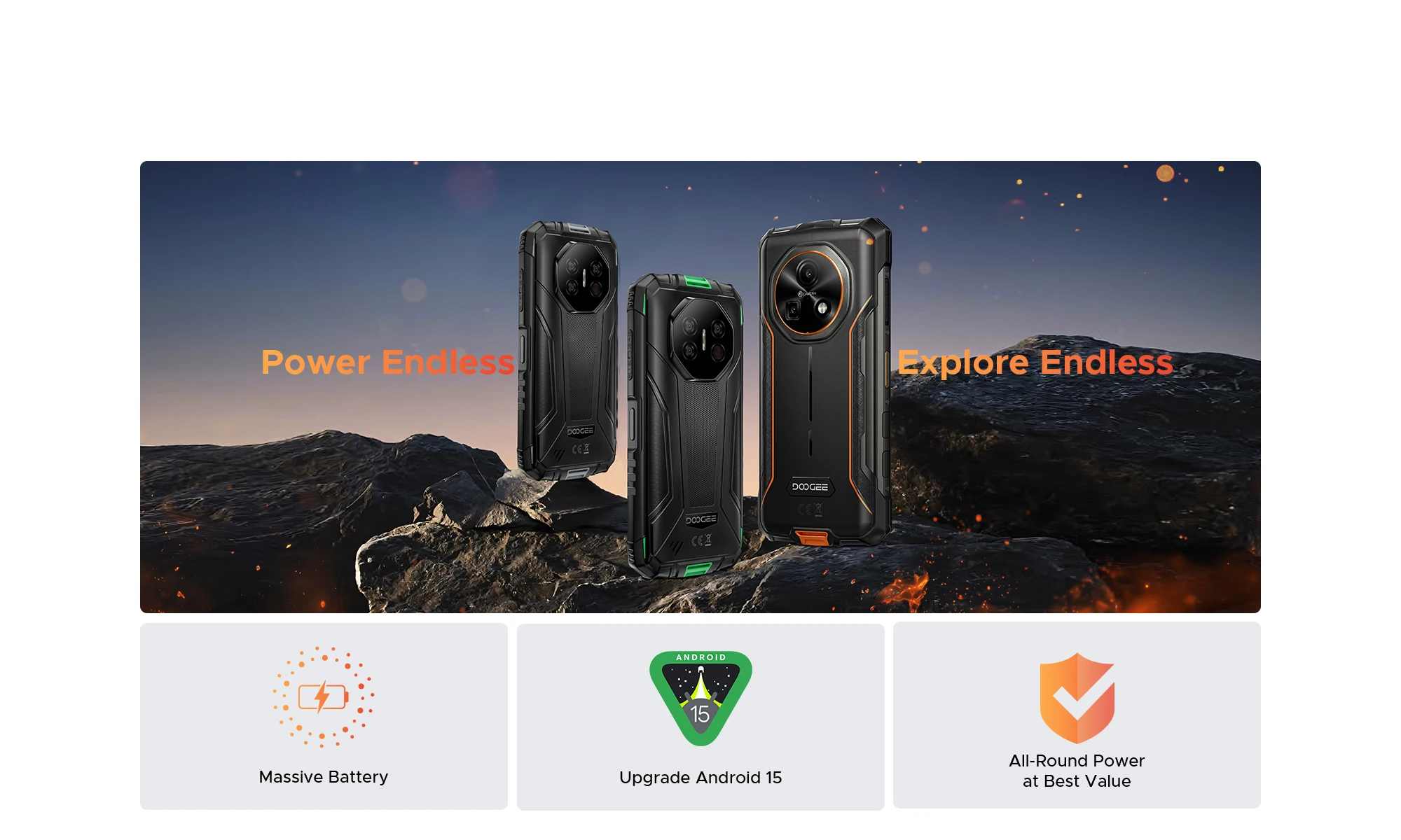 World premiere Doogee Fire 7 Ultra Rugged Phone 6.6" IPS Screen 64MP Octa-Core Smartphone 5G 32GB+256GB 13000mAh Android 15 NFC