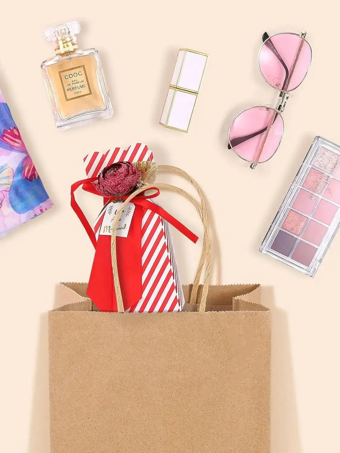 50/100 Stück Papiertüten Braun mit Henkel – 13,3 x 9,5 x 20,3 cm Kraftpapiertüten – Robuste Geschenktüten für Einzelhandel