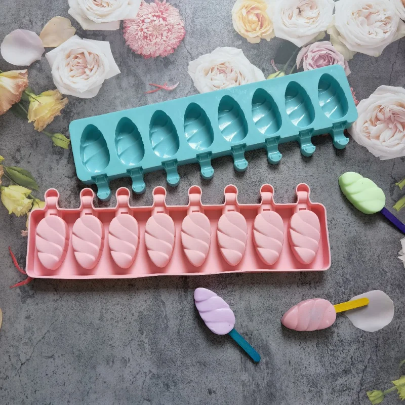 8 Cavities Water Drop Silicone Ice Cream Mold Stripe Chocolate Candy Jelly Baking Mould Cake Decor Soap Candle Making Set Gifts images - 6