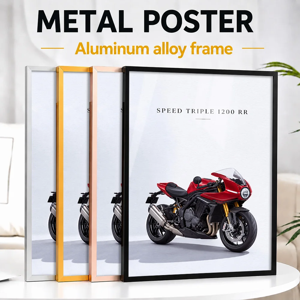 British Speed Triple 1200 RR Red Hopper Motorcycle Framed Metal Poster Personalized Garage Legacy Wall Art Enhances Rider Lounge