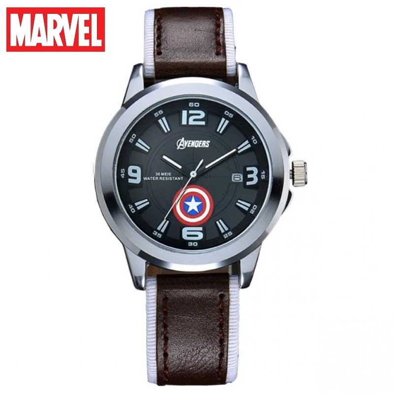 Montre-bracelet à quartz Marvel pour enfants, Avengers, services.com America, dessin animé, étanche, calendrier, garçon, étudiant