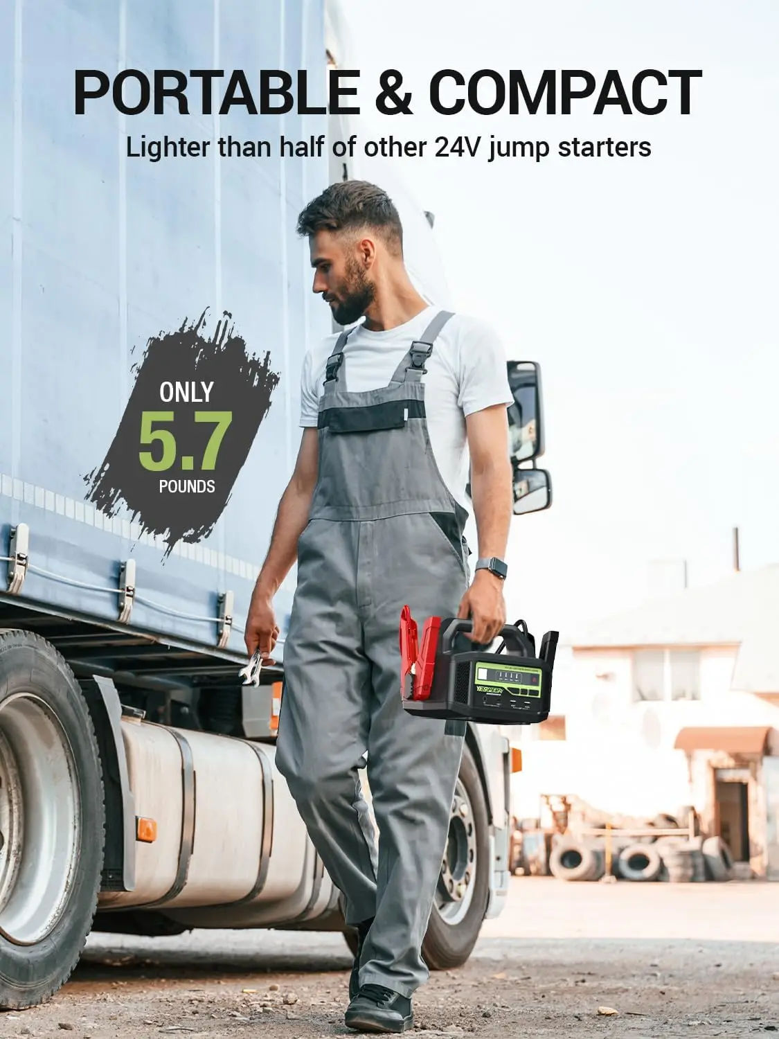 12 فولت/24 فولت سيارة الانتقال كاتب، 6000A الذروة 5.1 رطل المحمولة الانتقال كاتب بطارية حزمة شحن سريع مع محول التيار المتردد 36400 مللي أمبير #3