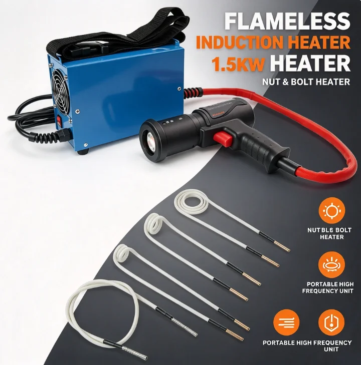 Flameless Handheld 1.5KW Nut Bolt Heater Split High Frequency Induction Heating Machine Metal Screw Fastener Disassembly Tool