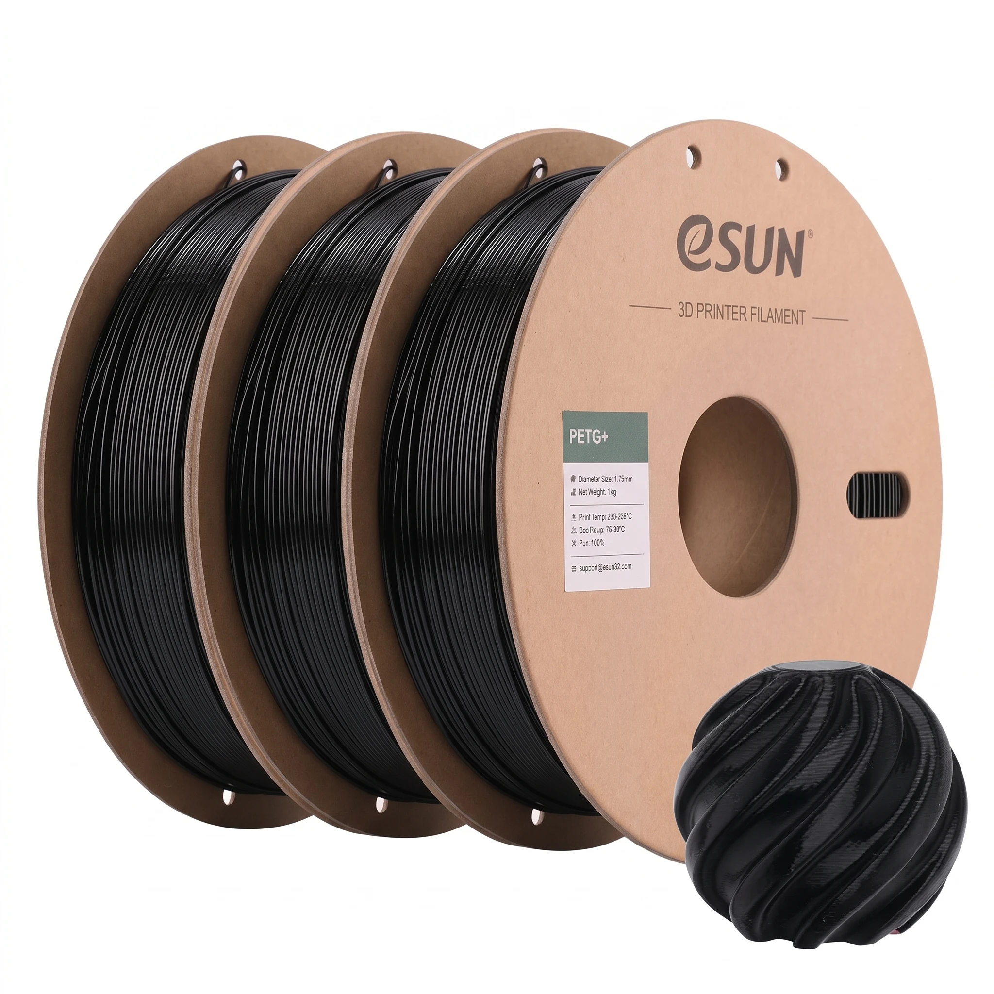 ESUN 3KG Upgrade PETG 3D-filament, 1,75 mm, 1 kg (2,2 lbs), hoogwaardig PETG-materiaal, geschikt voor FDM-printers.