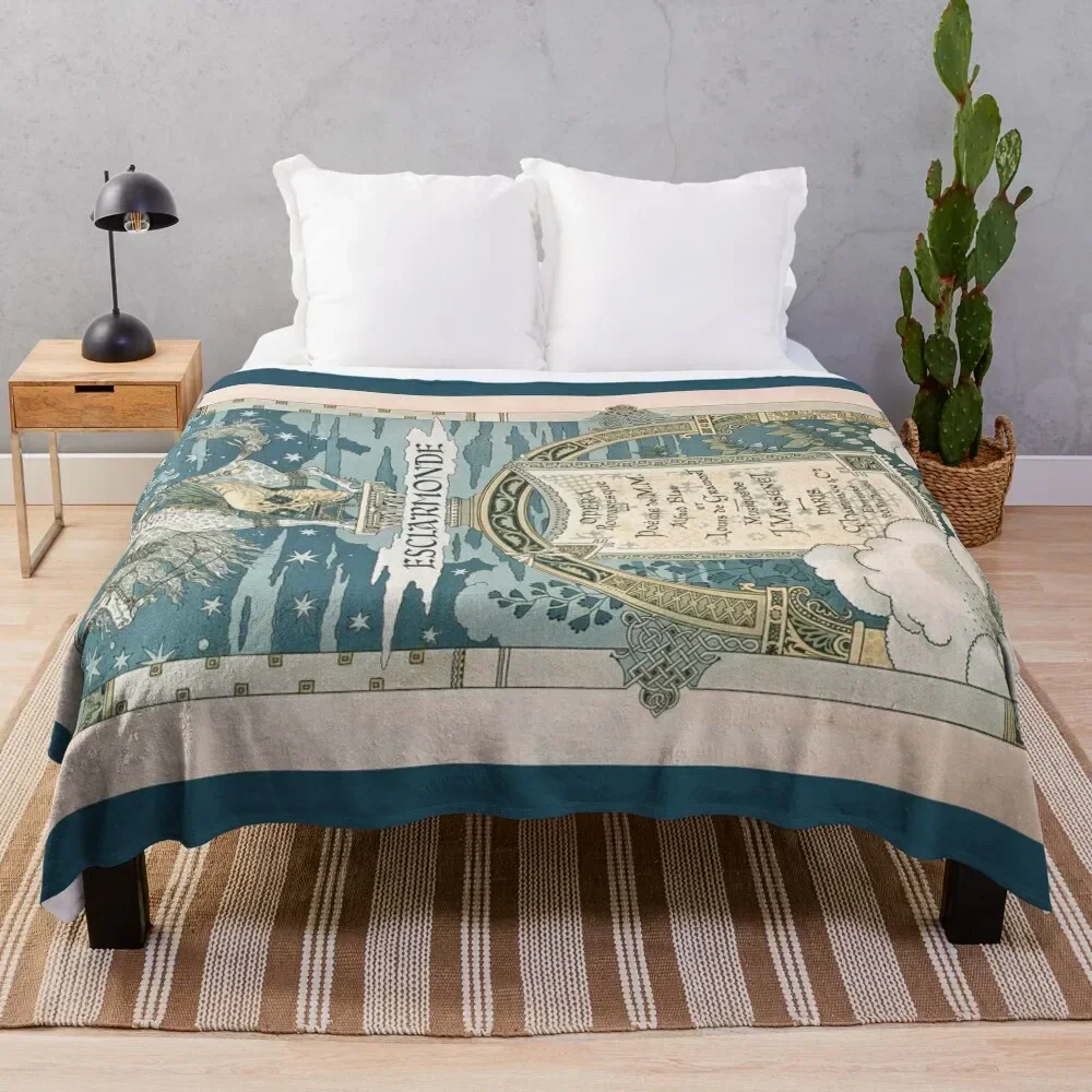 

Eugene Grasset - Esclarmonde by Jules Massenet Throw Blanket Plush Fuzzy Cozy Blanket for Couch Sofa